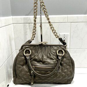 Authentic Marc Jacobs Large Quilted Stam Convertible Satchel in Taupe